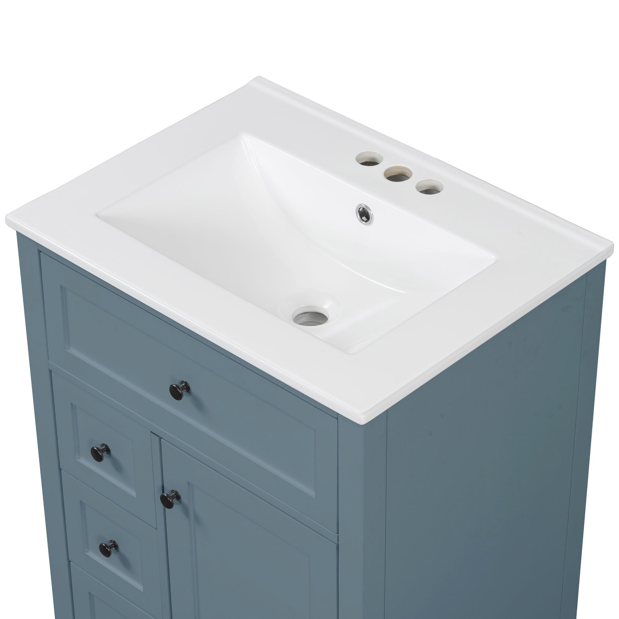 Bathroom Vanity With Sink, 3 Drawers & Cabinet With Adjustable Shelves