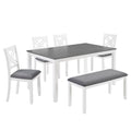 6 Piece Kitchen Dining Set, Rectangular Dining Table With 4 Upholstered Chairs And Bench - Gray / White
