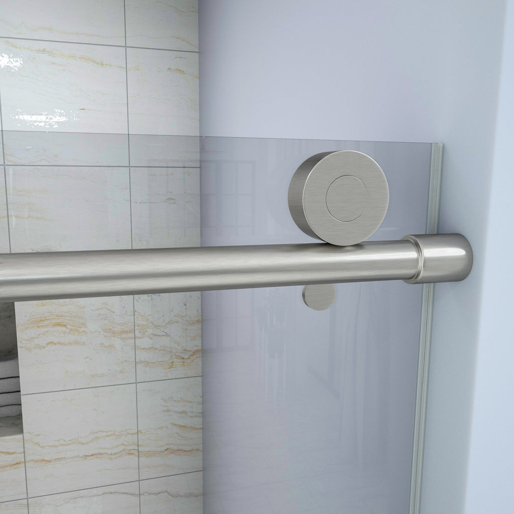 Shower Door Single Sliding Bypass Enclosure - Brushed Silver
