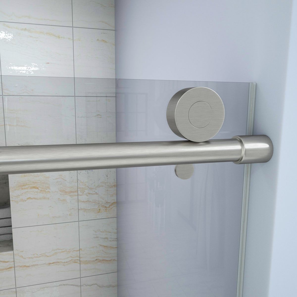 Shower Door Single Sliding Bypass Enclosure - Brushed Silver