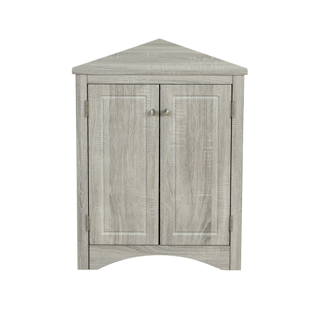 Triangle Bathroom Storage Cabinet With Adjustable Shelves, Freestanding Floor Cabinet - Oak