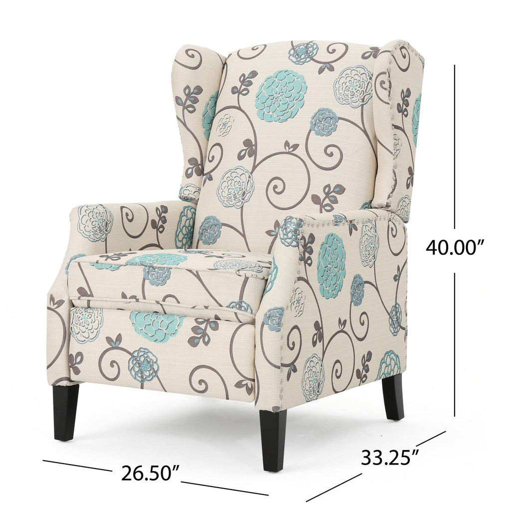 Westeros Wing Back Fabric Upholstered Recliner