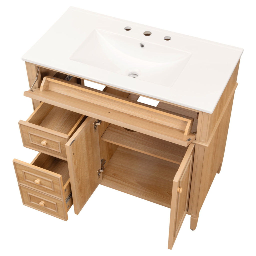 Bathroom Vanity With Sink, 3 Drawers & 2 Doors