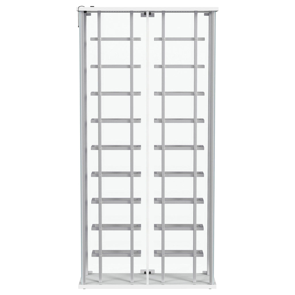 Wine Storage LED Curio Cabinet - Chrome