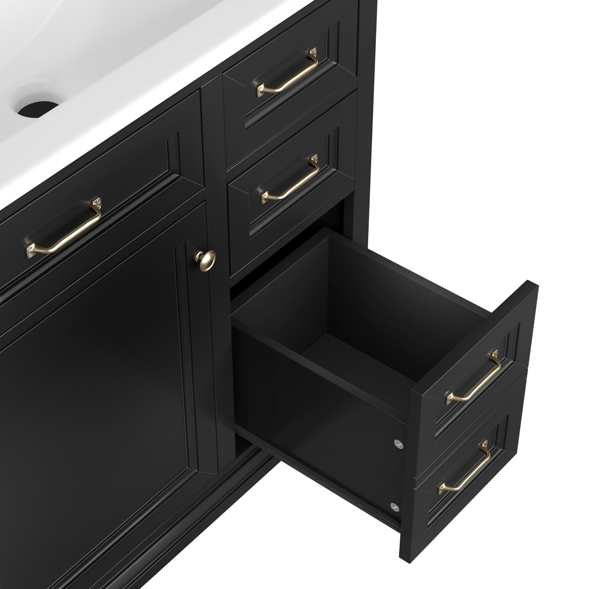 36" Bathroom Vanity With Sink, 2 Tip Out Drawers, Soft Close Hinges