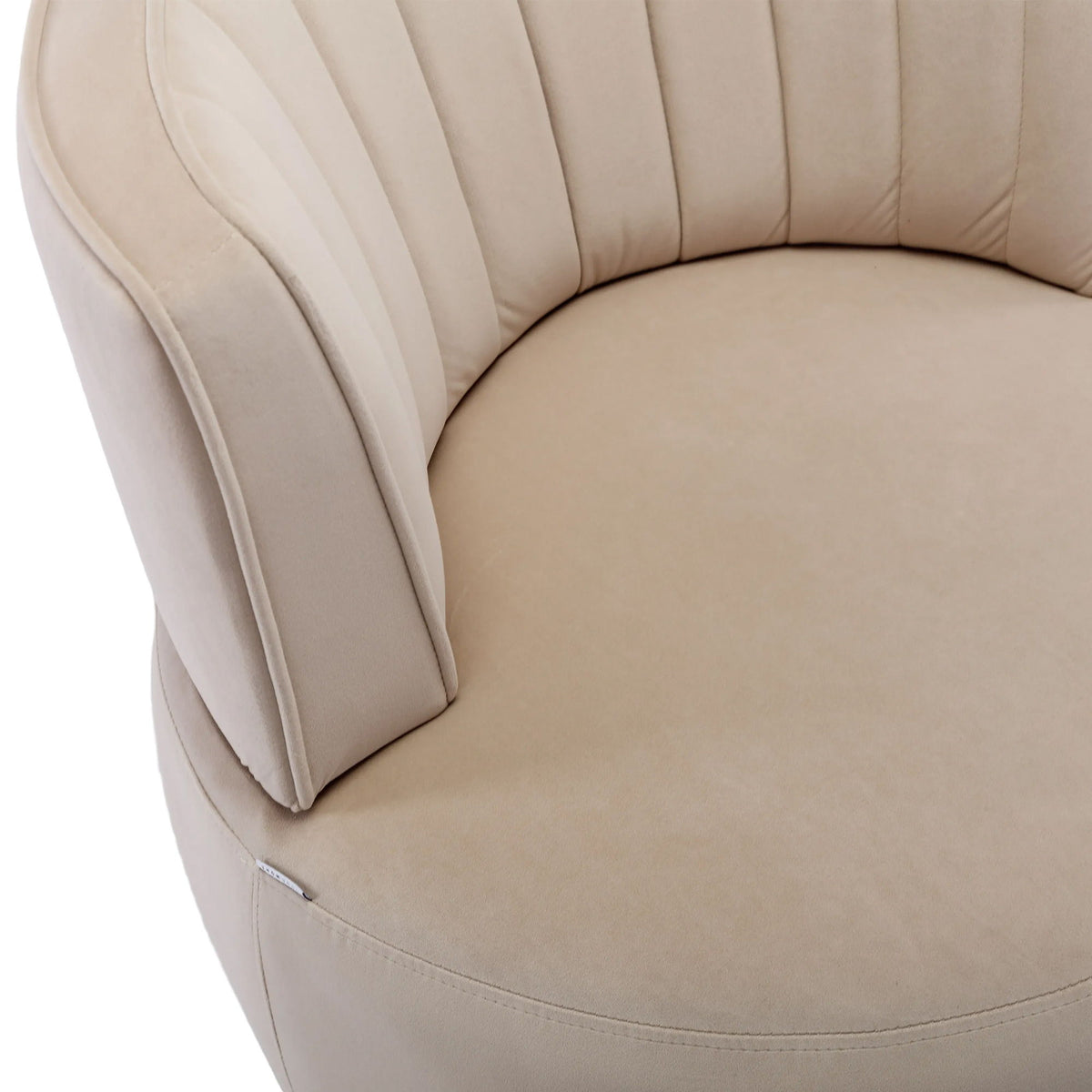 Swivel Barrel Accent Sofa Chair, 360 Degree Rotation, Fluffy Fabric - Beige