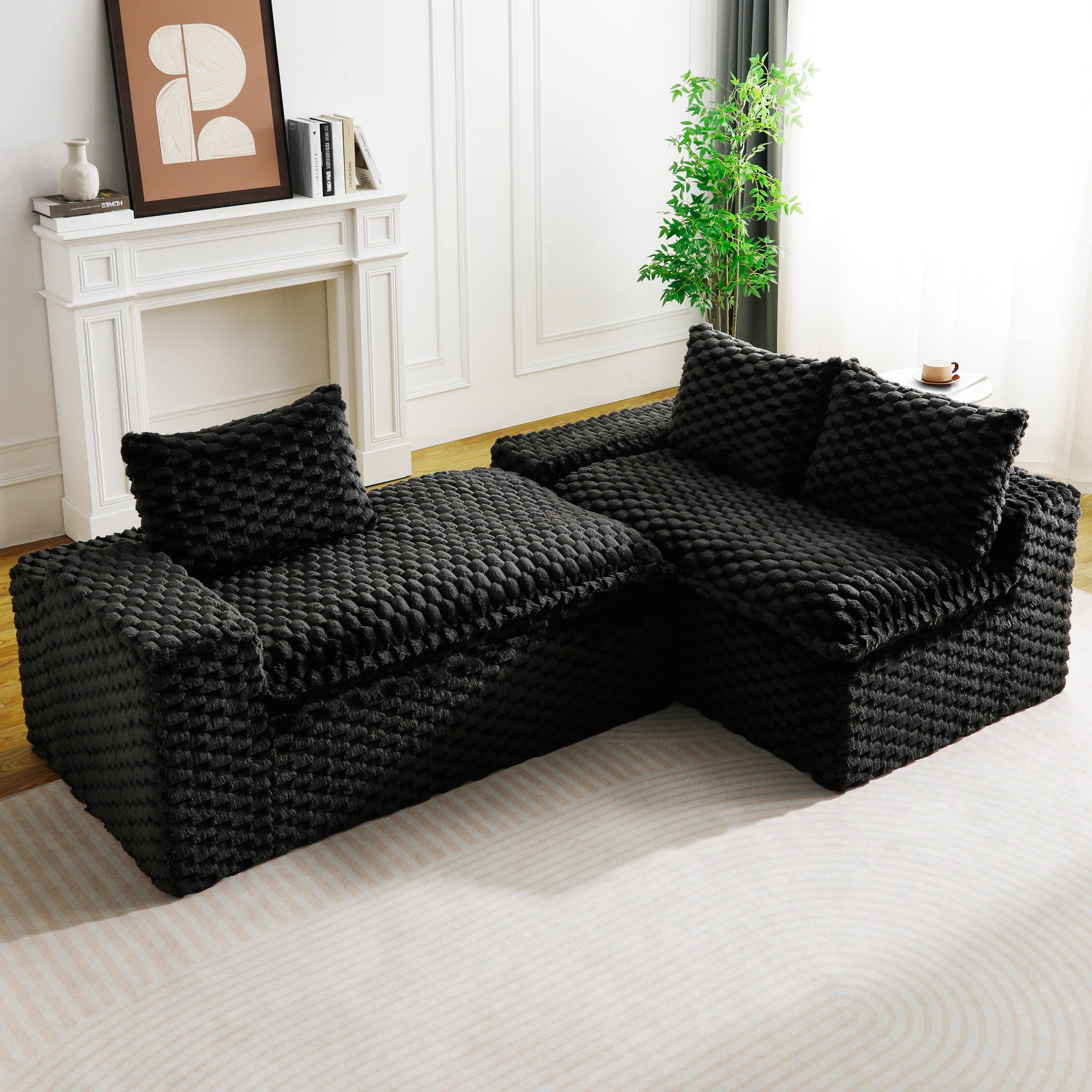 Modular Sofa, Convertible Twin Seat With Chaise Lounge