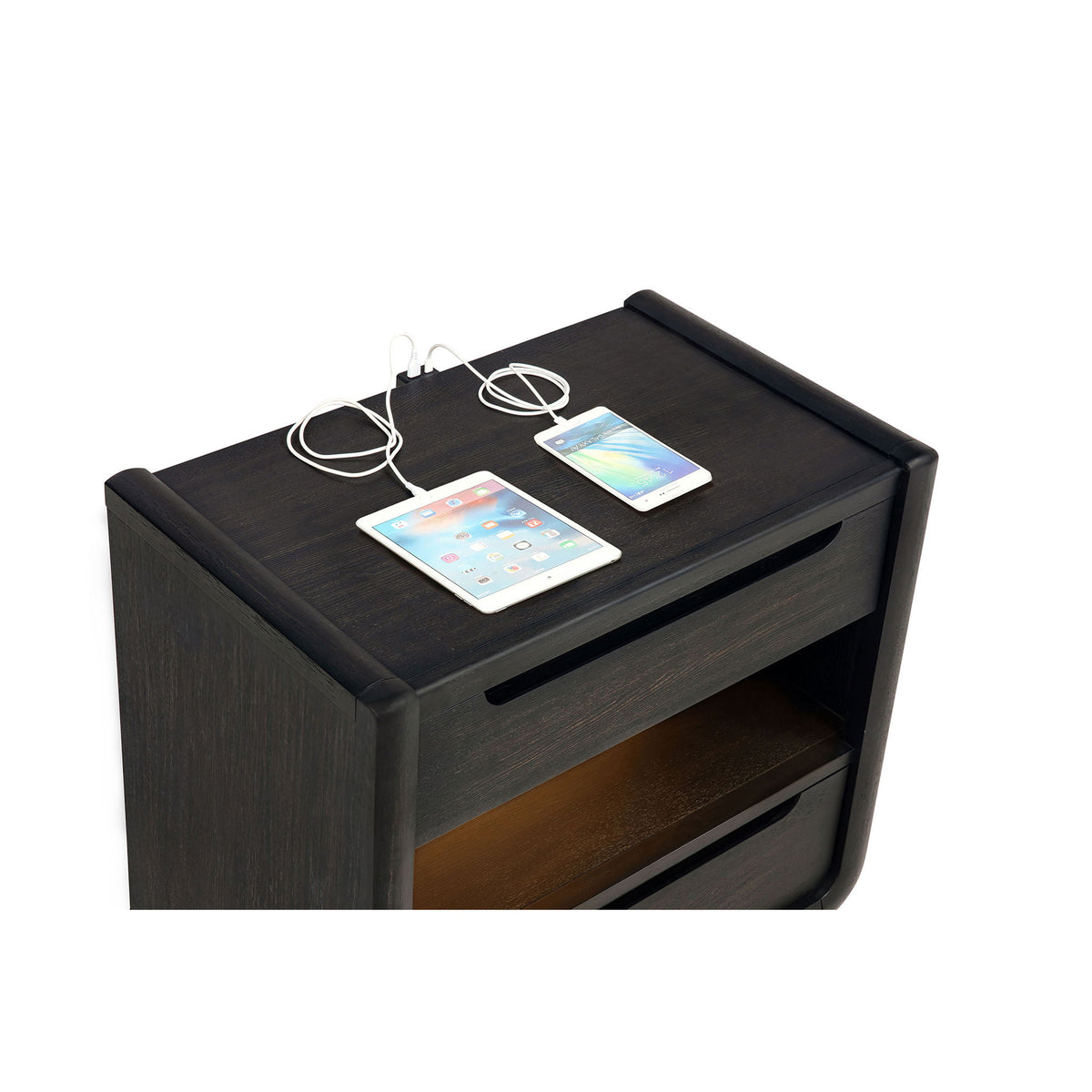 Bangor - 2 Drawer LED Nightstand With USB - Black