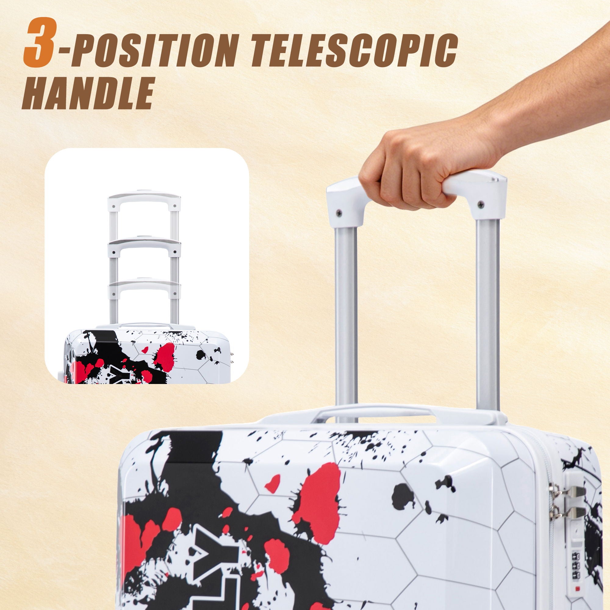 3 Piece With Combination Lock And Silent Wheels