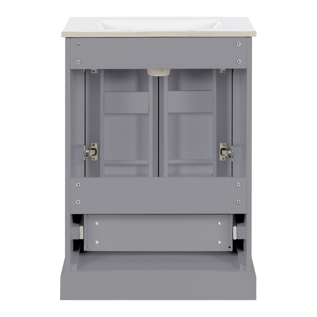Bathroom Vanity With Sink, 1 Divided Drawer And 2 Soft Close Doors With Double Shelf