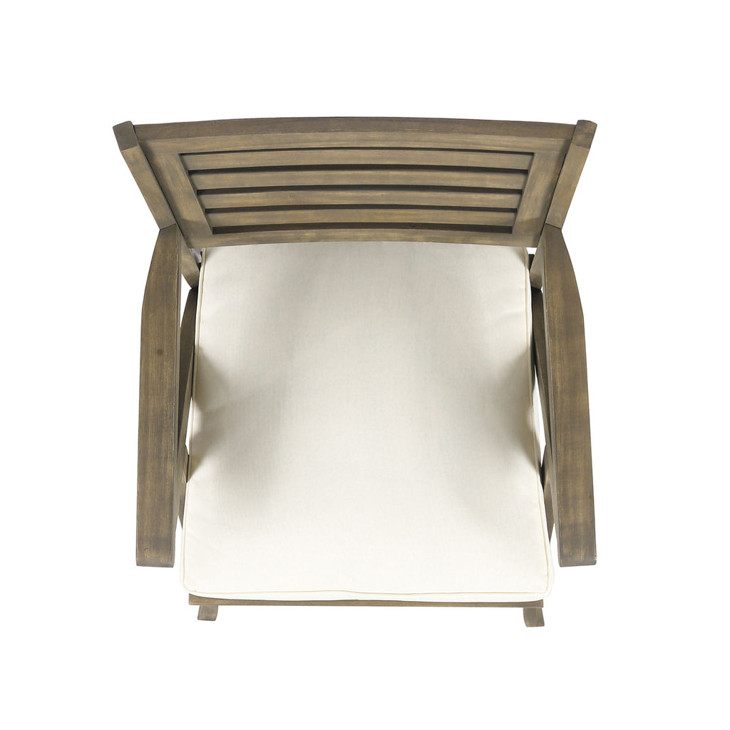 Helen - Outdoor Acacia Wood Dining Chair (Set of 2) - Gray / Creme