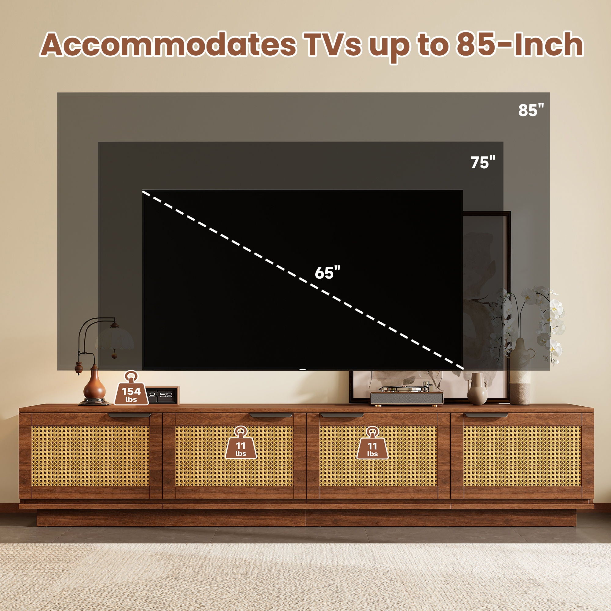 TV Stand, Media Console - Walnut