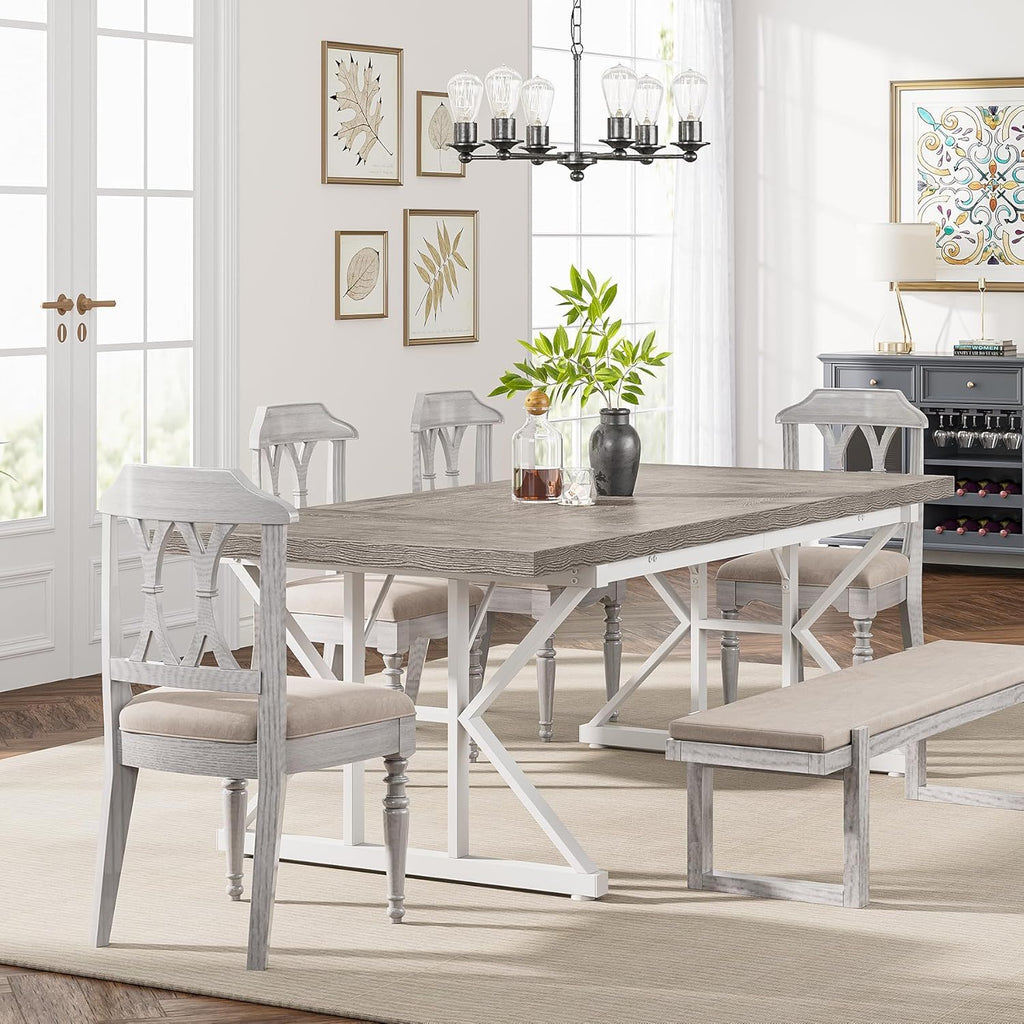 Rectangular Dining Table With X Trestle Metal Legs