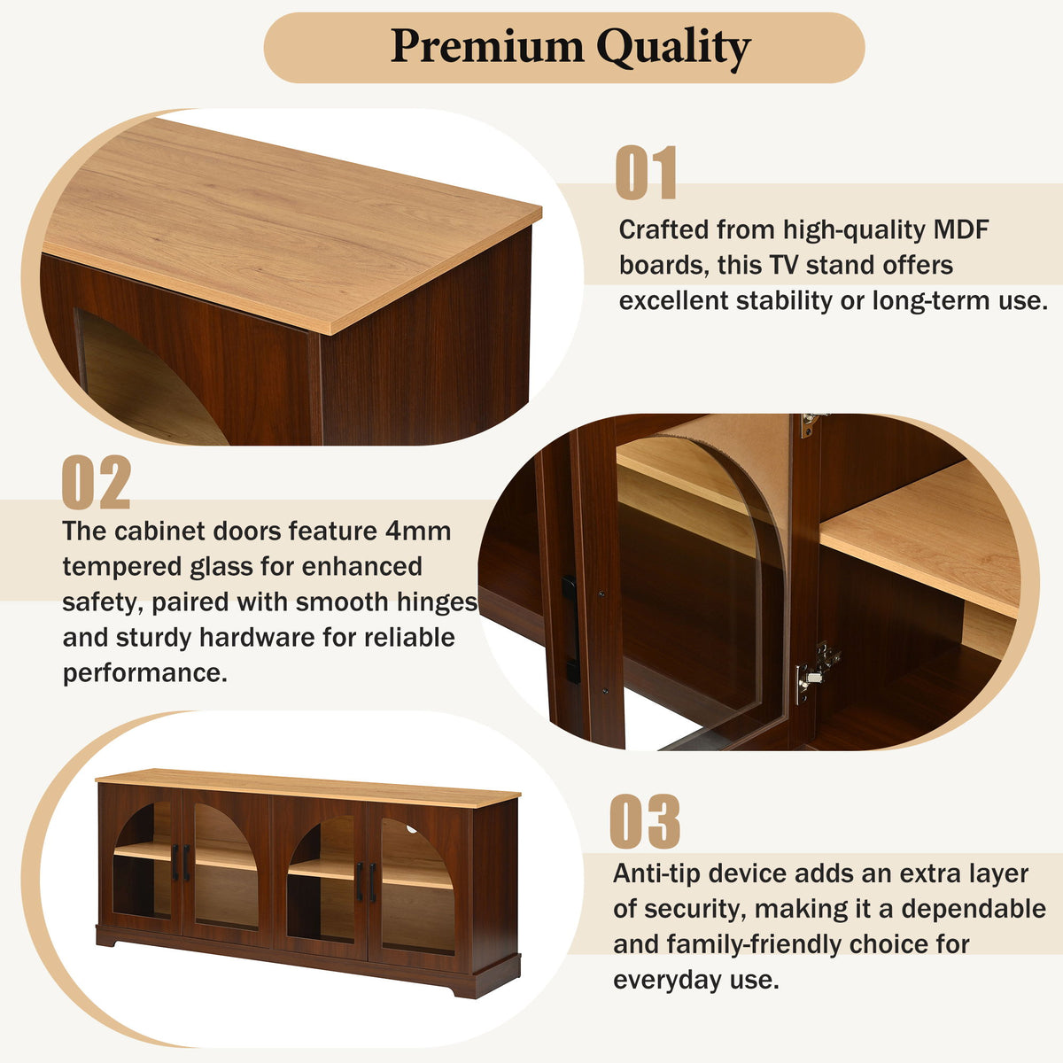 TV Stand With Semi Arched Doors