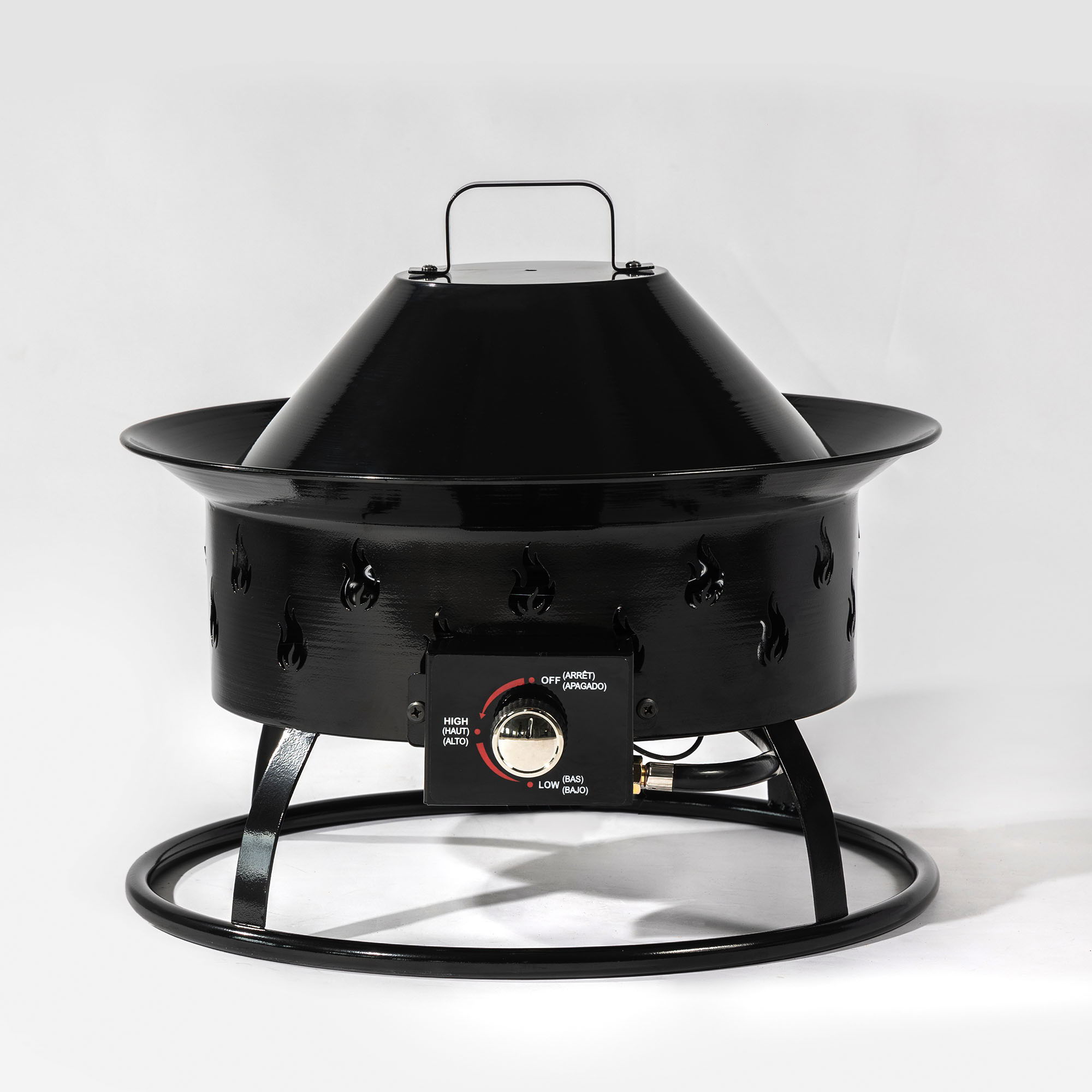 Propane Gas Fire Pit Table, 50000 Btu Round For Outside Patio - Black