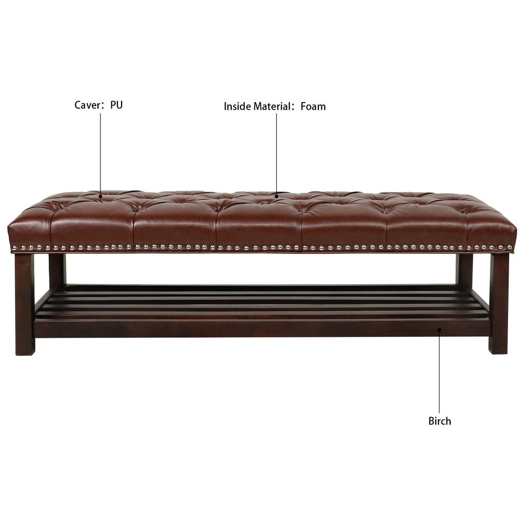 Bedroom End Of Bed Bench Tufted Upholstered End Of Bed Bench End Of Bed Entrance Shoe Bench With Nailhead Trim And Shelf Bedroom Upholstered Bench Living Room Shoe Rack Footstool