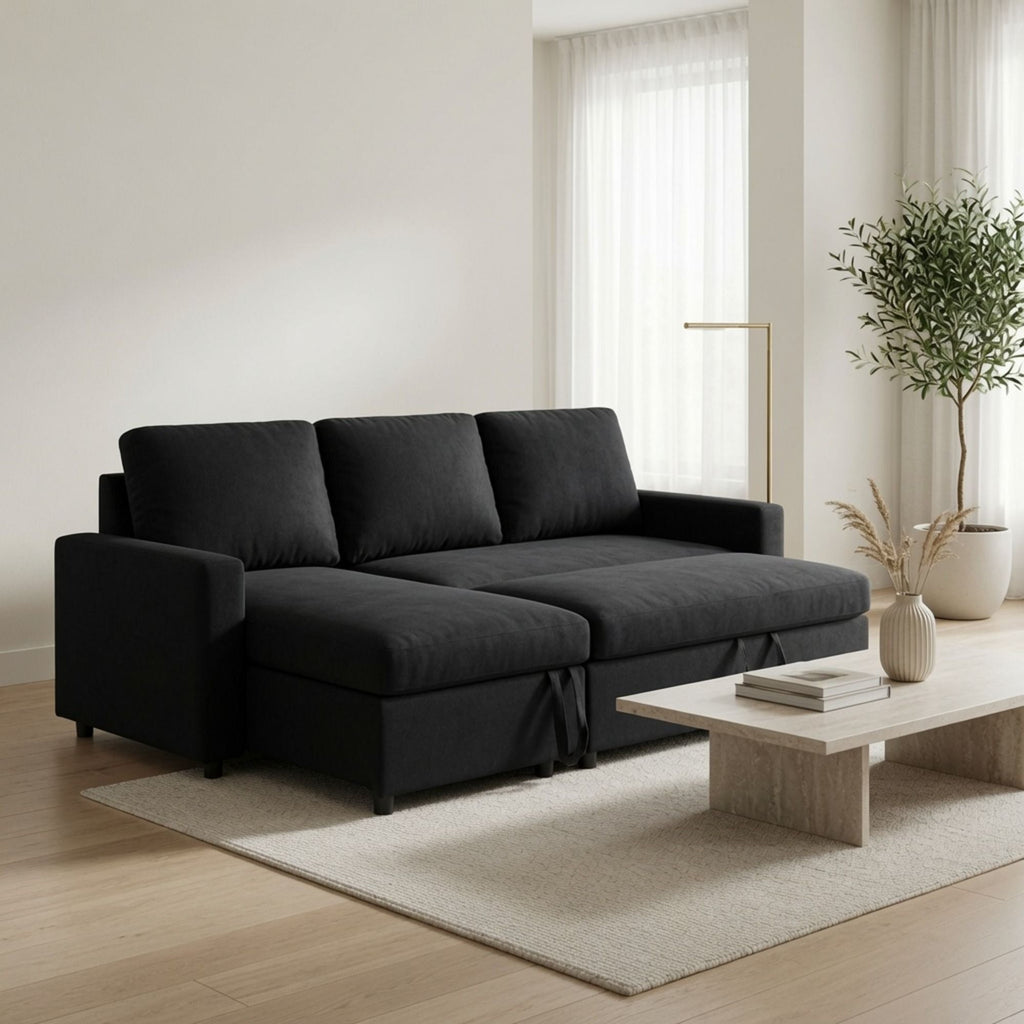 L - Shaped Convertible Sofa Bed With Storage Chaise