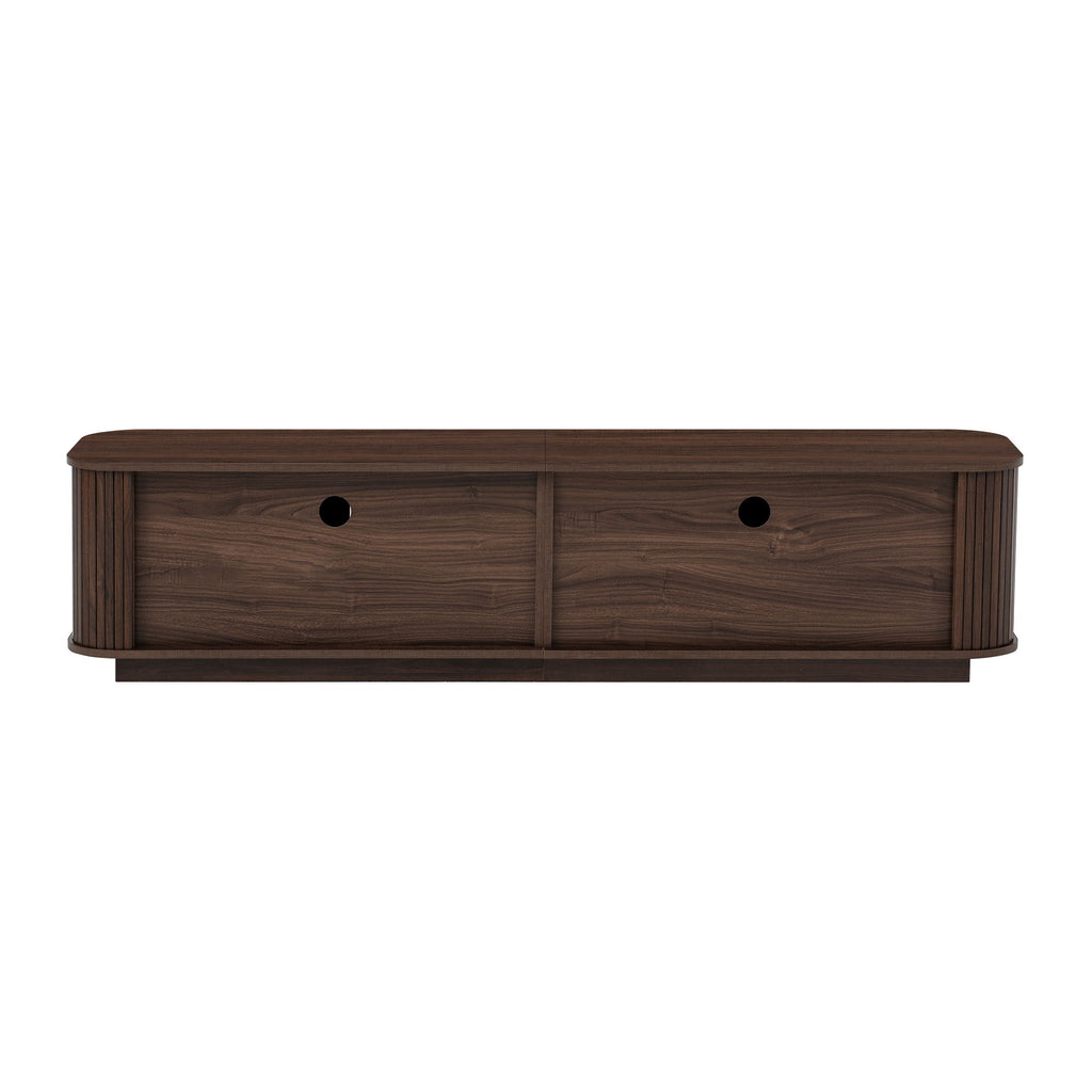 70" TV Stand With Ample Storage, Refined Curved Corners - Dark Brown