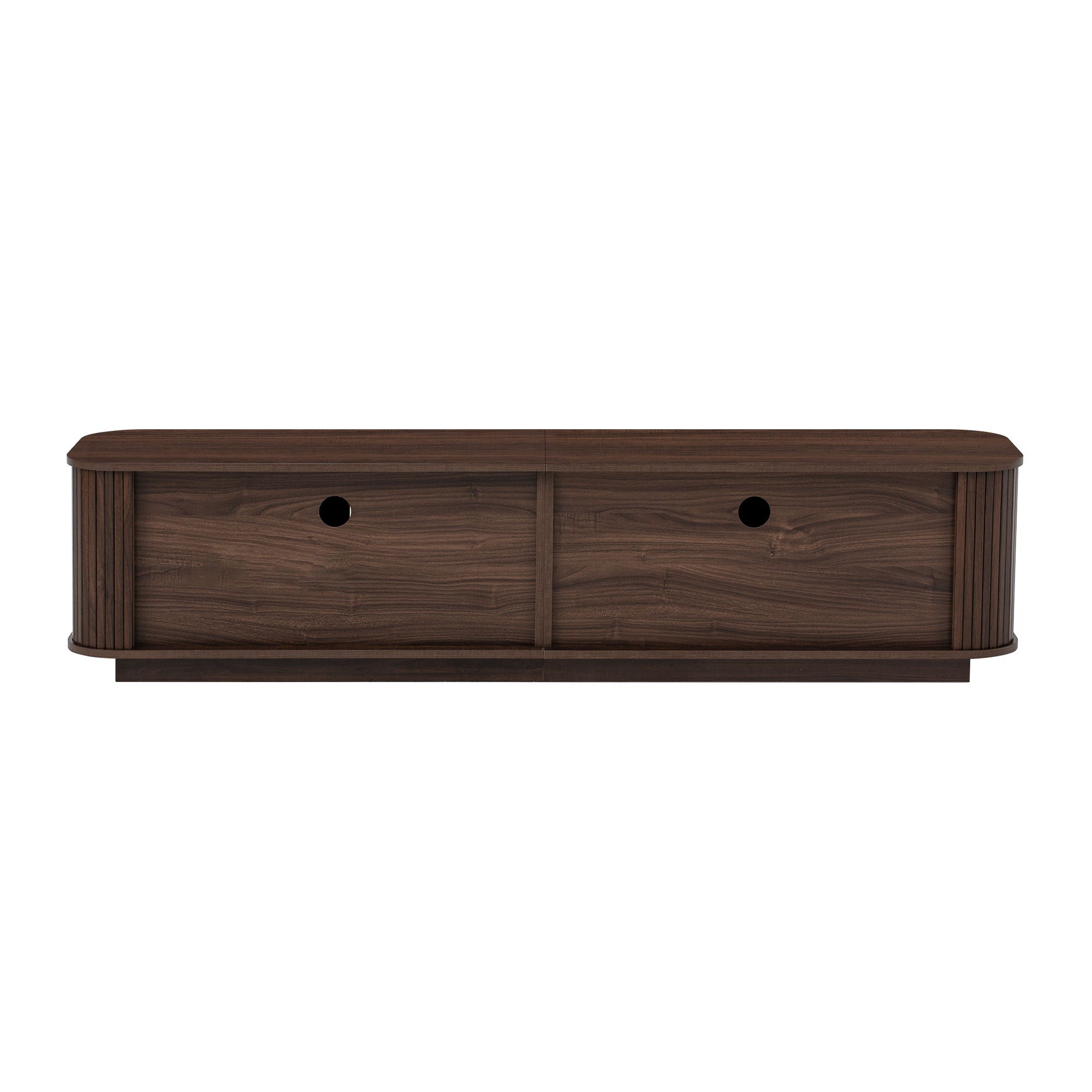 70" TV Stand With Ample Storage, Refined Curved Corners - Dark Brown