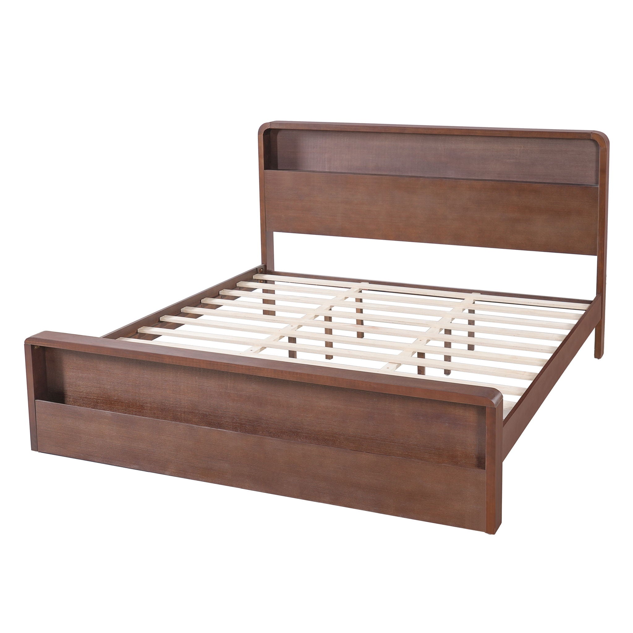 Bed Frame With Dual Open Storage Headboard And Footboard
