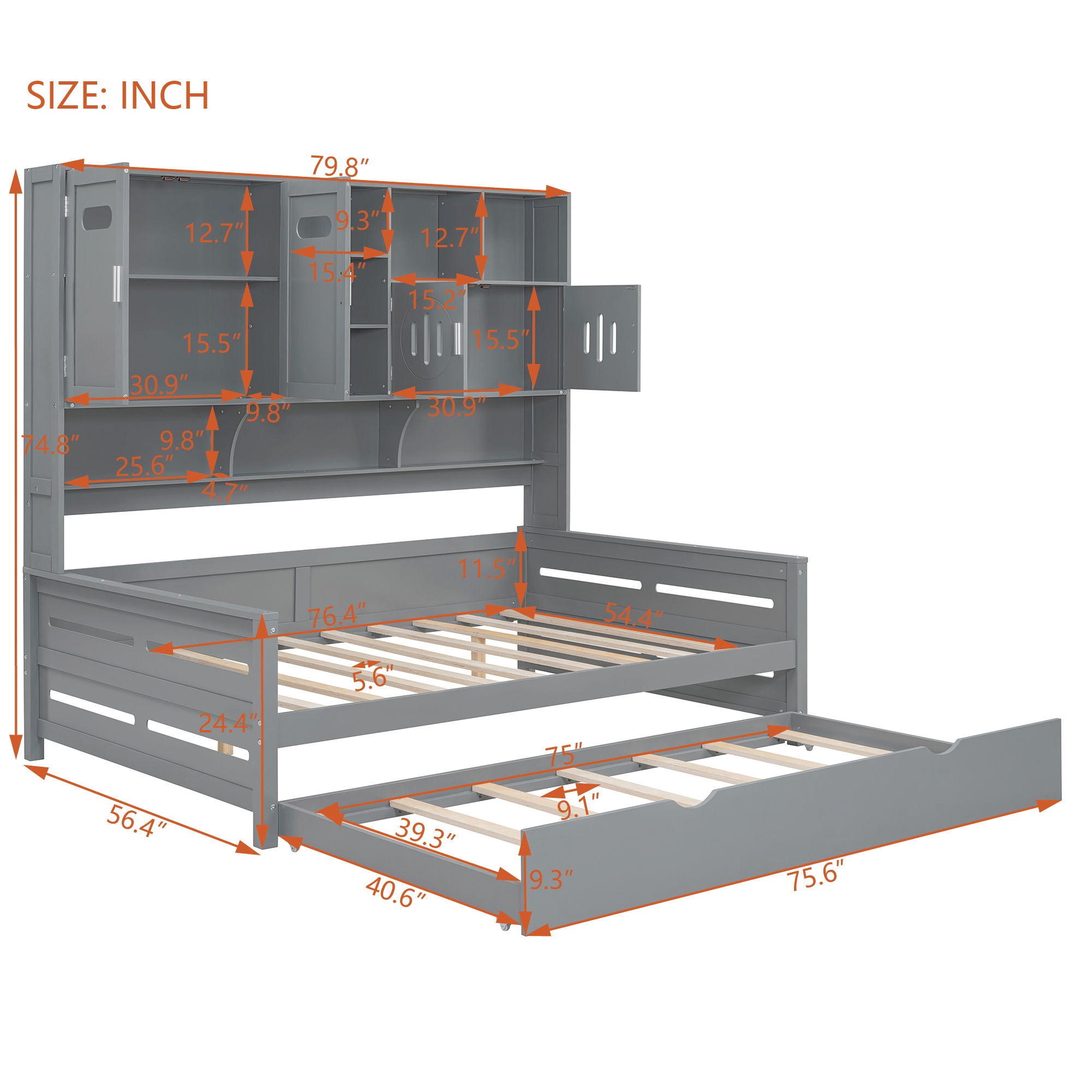 Daybed & All-In-One Cabinet And Shelf