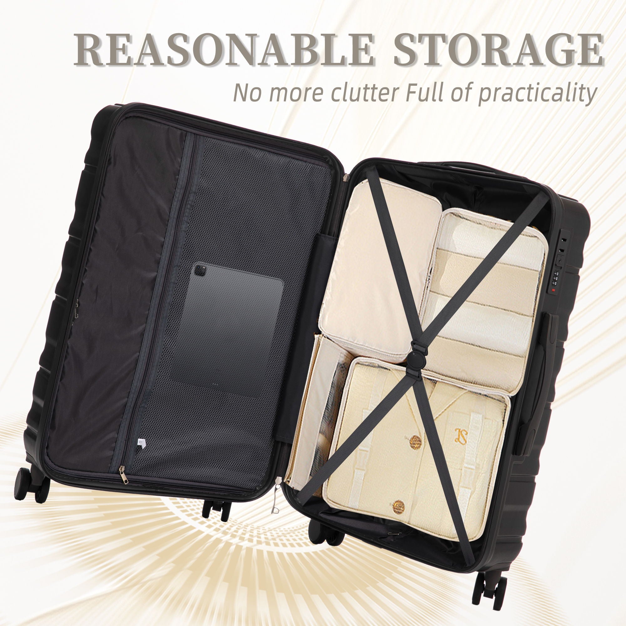 Tourist 3 Piece Luggage Set, Combination Lock, Durable Hard Shell With 360° Silent Wheels