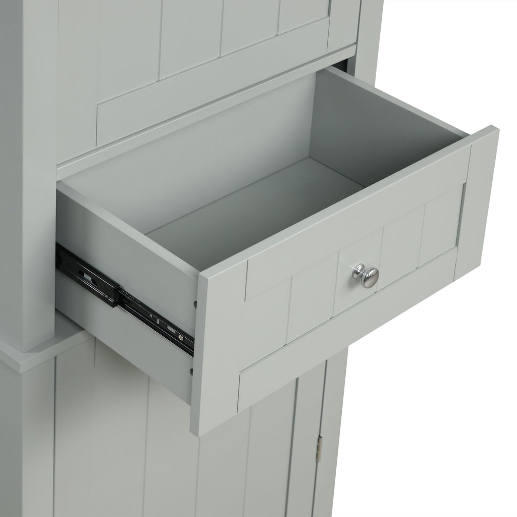 Tall Freestanding Bathroom Storage Cabinet With Drawer And Adjustable Shelf