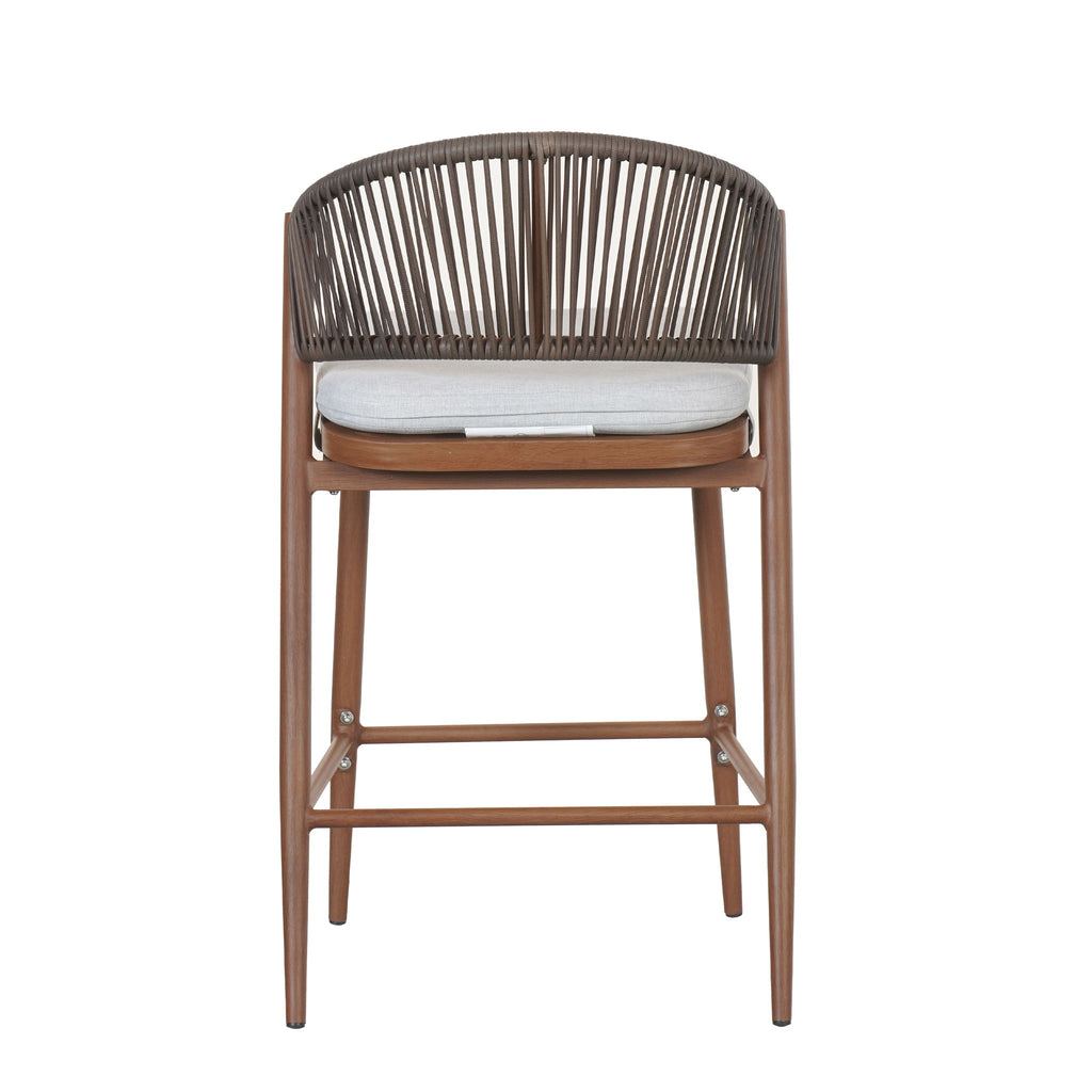 Outdoor 26" Counter Height Metal Frame Counter Stools With Scallop Shaped Backrest & Water Resistant Cushions