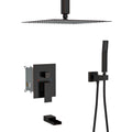 Modern Shower System With Waterfall Tub Spout, 12" Ceiling Mount Square Shower