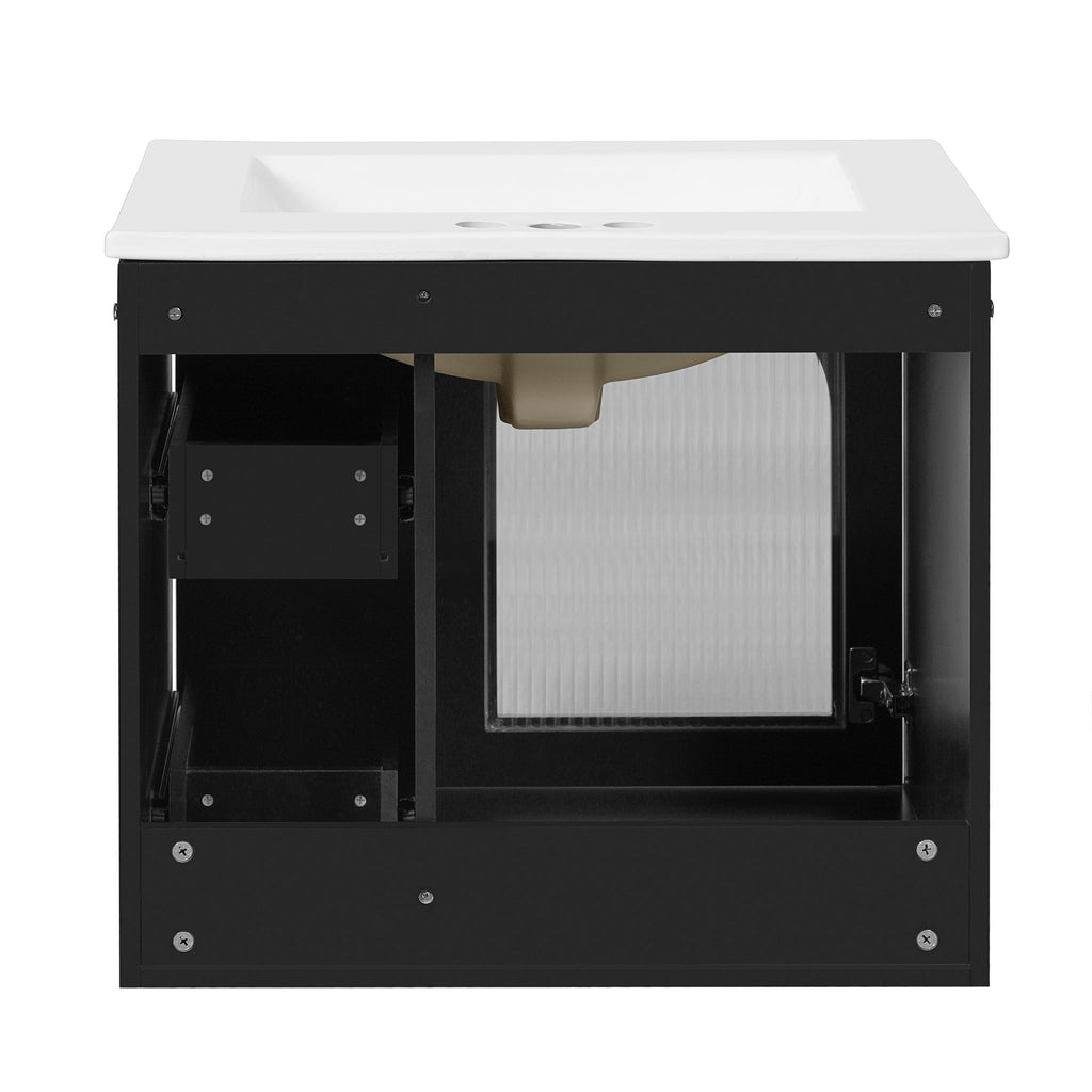 Wall-Mounted Bathroom Vanity Set With Sink, 2 Drawers And Soft-Close Door