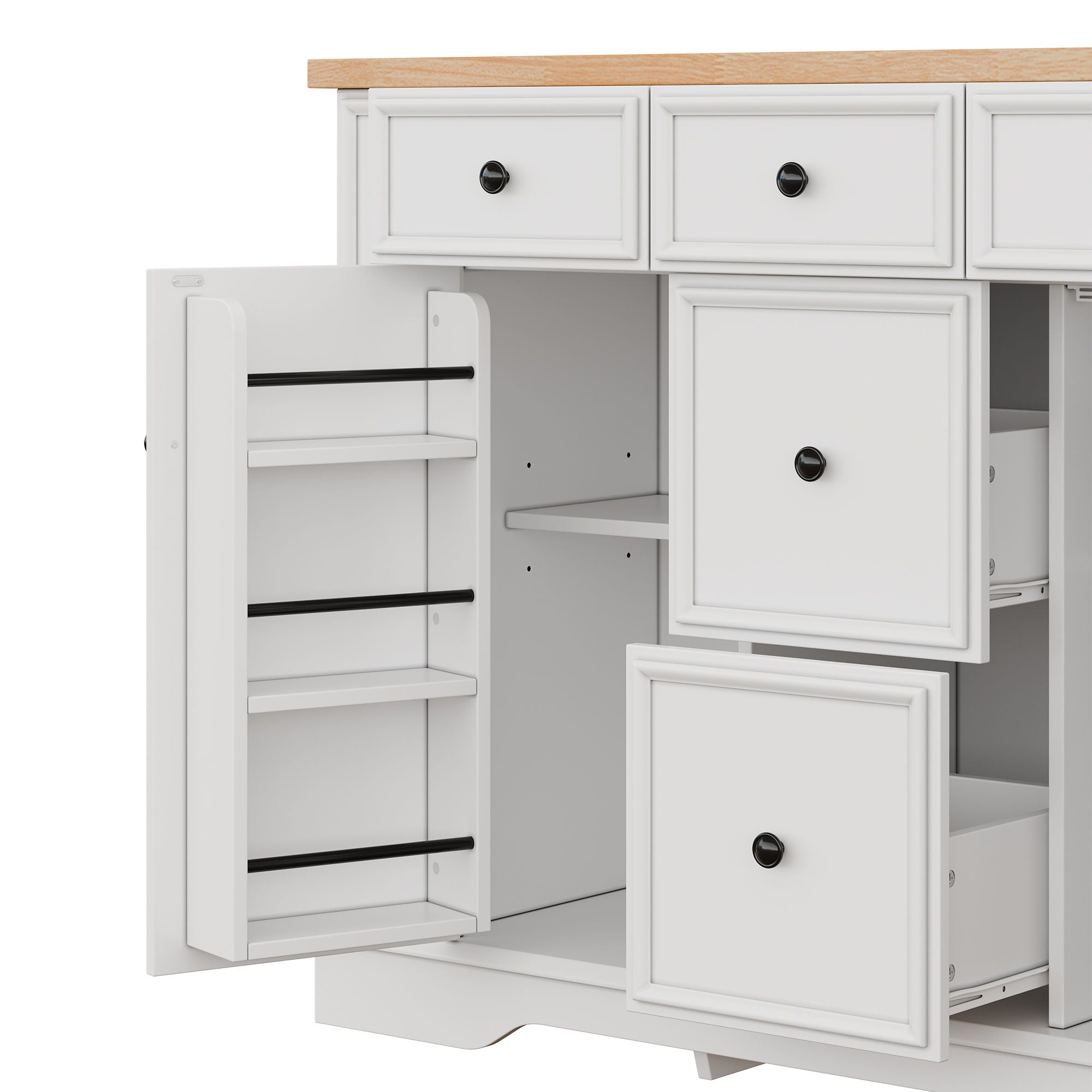 Sideboard Buffet Cabinet With 5 Drawers, 2 Cabinets, Adjustable Shelves