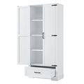 Tall Bathroom Storage Cabinet With 2 Doors And 2 Drawer, Adjustable Shelf - White