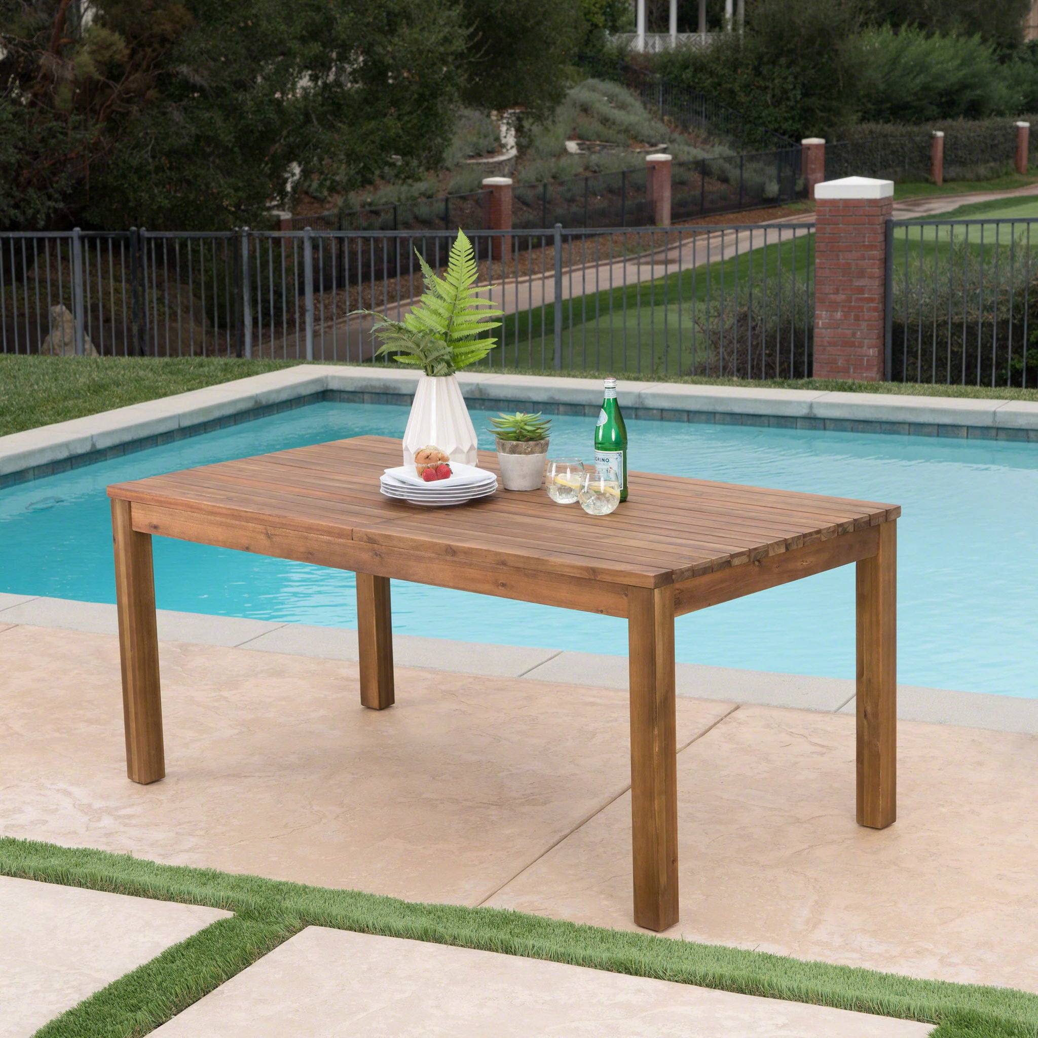 Wilson - Expandable Dining Table With Slat Design - Teak Acacia Wood