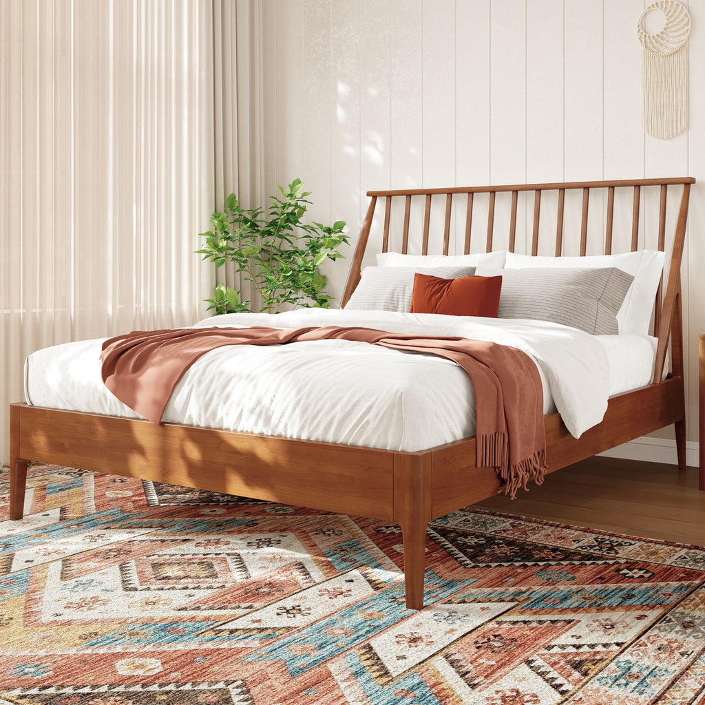 Bohemian Platform Bed With Tall Headboard