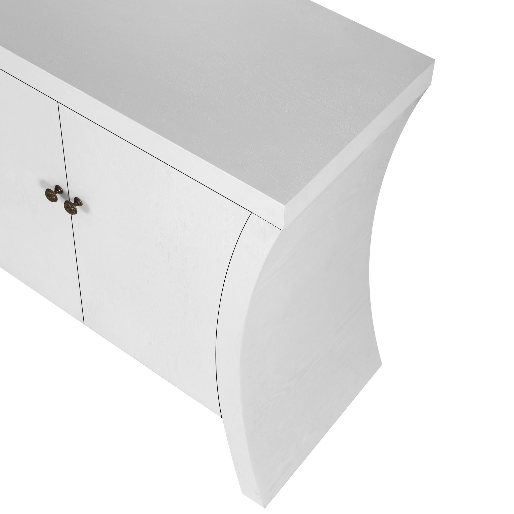 Refined Industrial 4 Door Credenza With Arc Legs & Clasps
