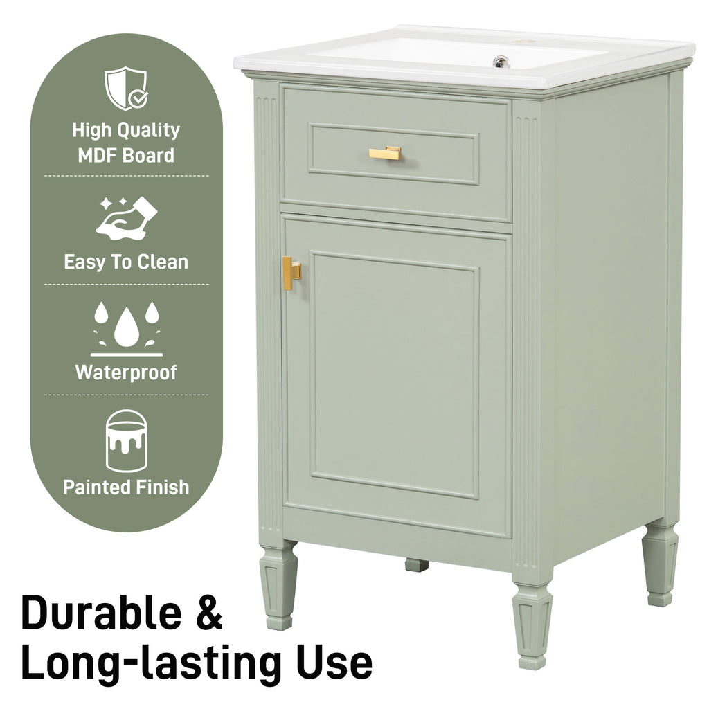 Bathroom Vanity With Sink, Adjustable Shelf, Tilt-Out Drawer