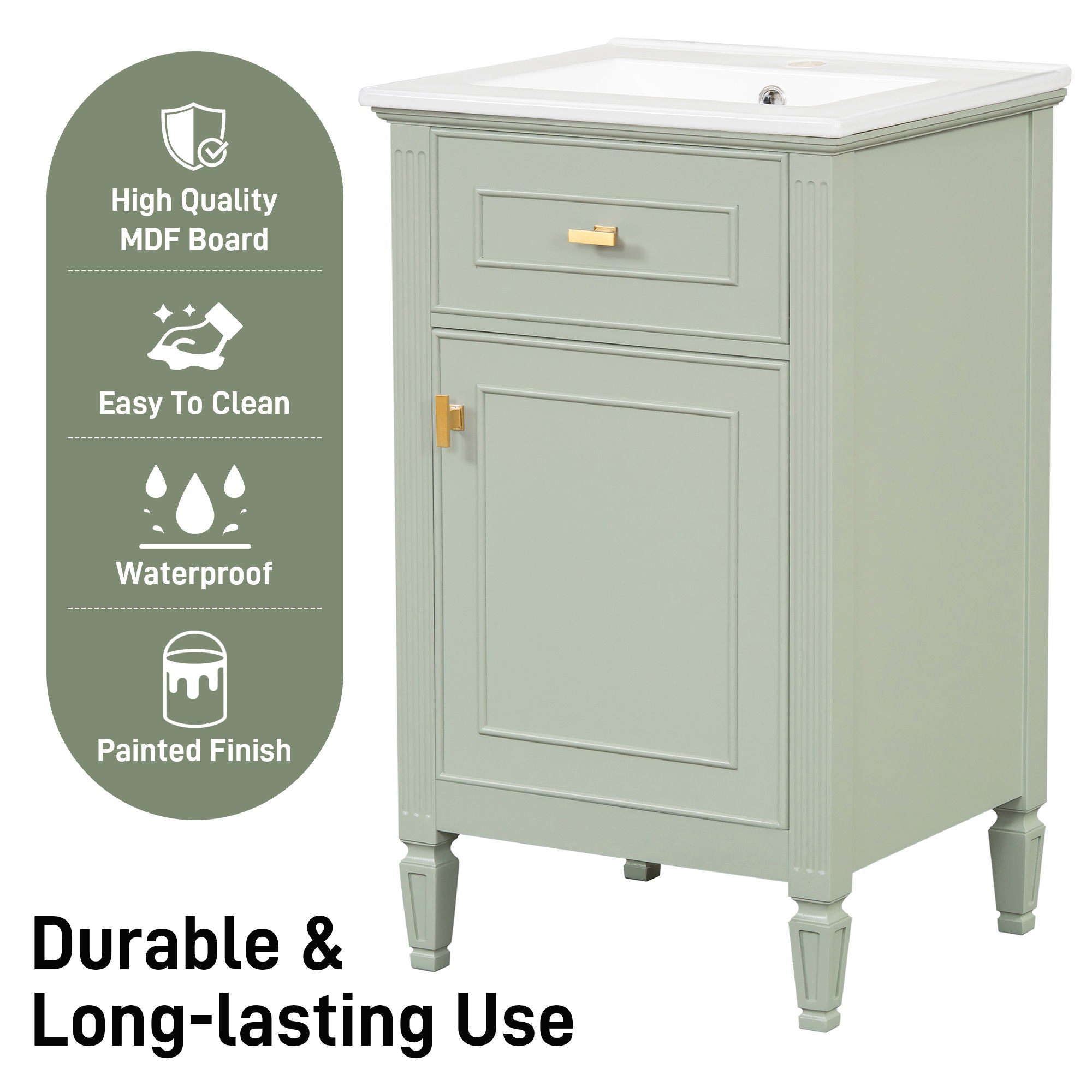 Bathroom Vanity With Sink, Adjustable Shelf, Tilt-Out Drawer
