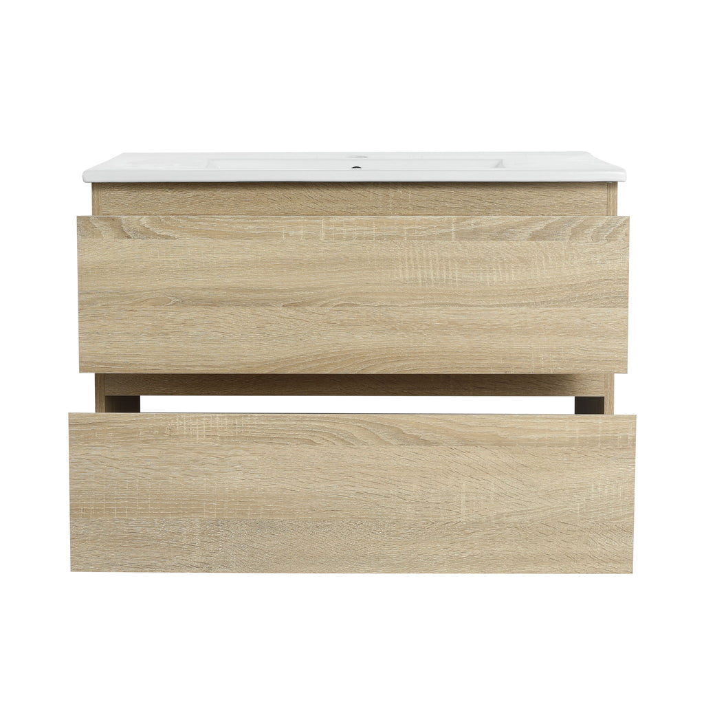 Wall Mounted Bathroom Vanity & Sink, 2 Soft Close Drawers