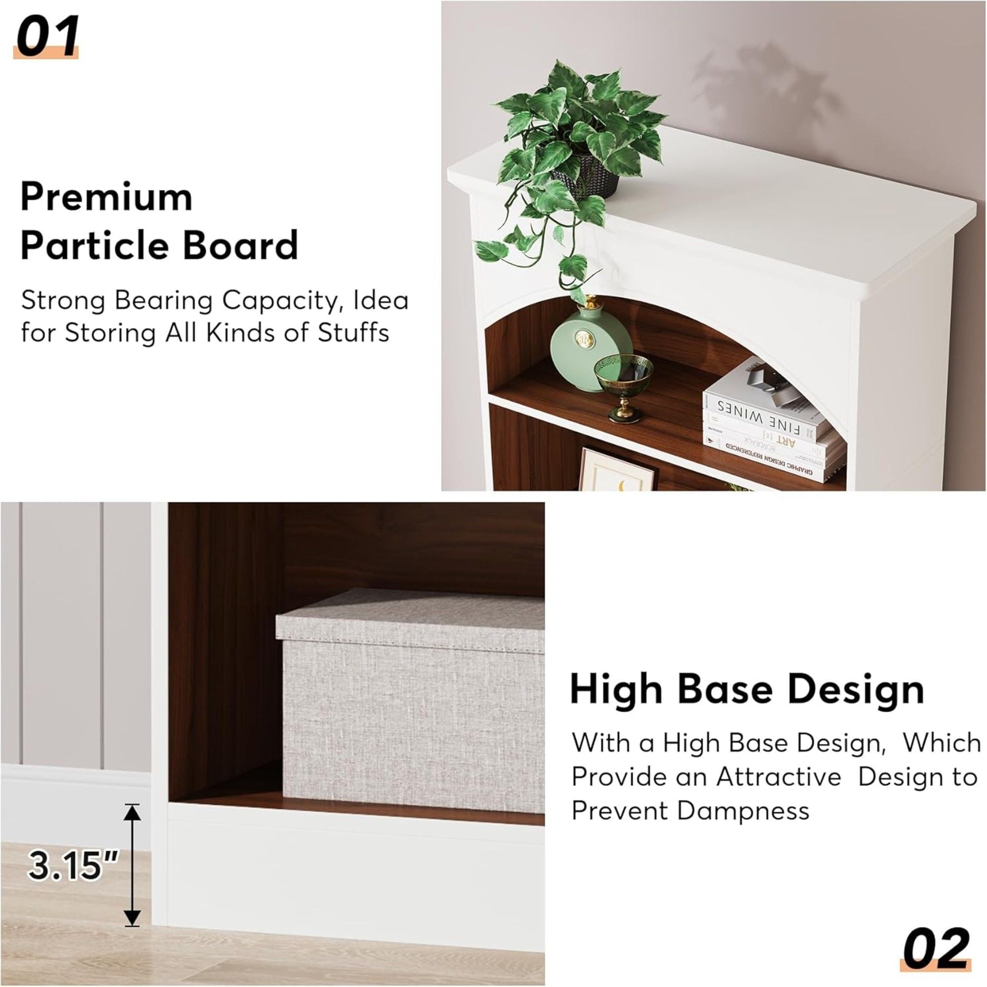5 Tier Library Bookcase For Living Room