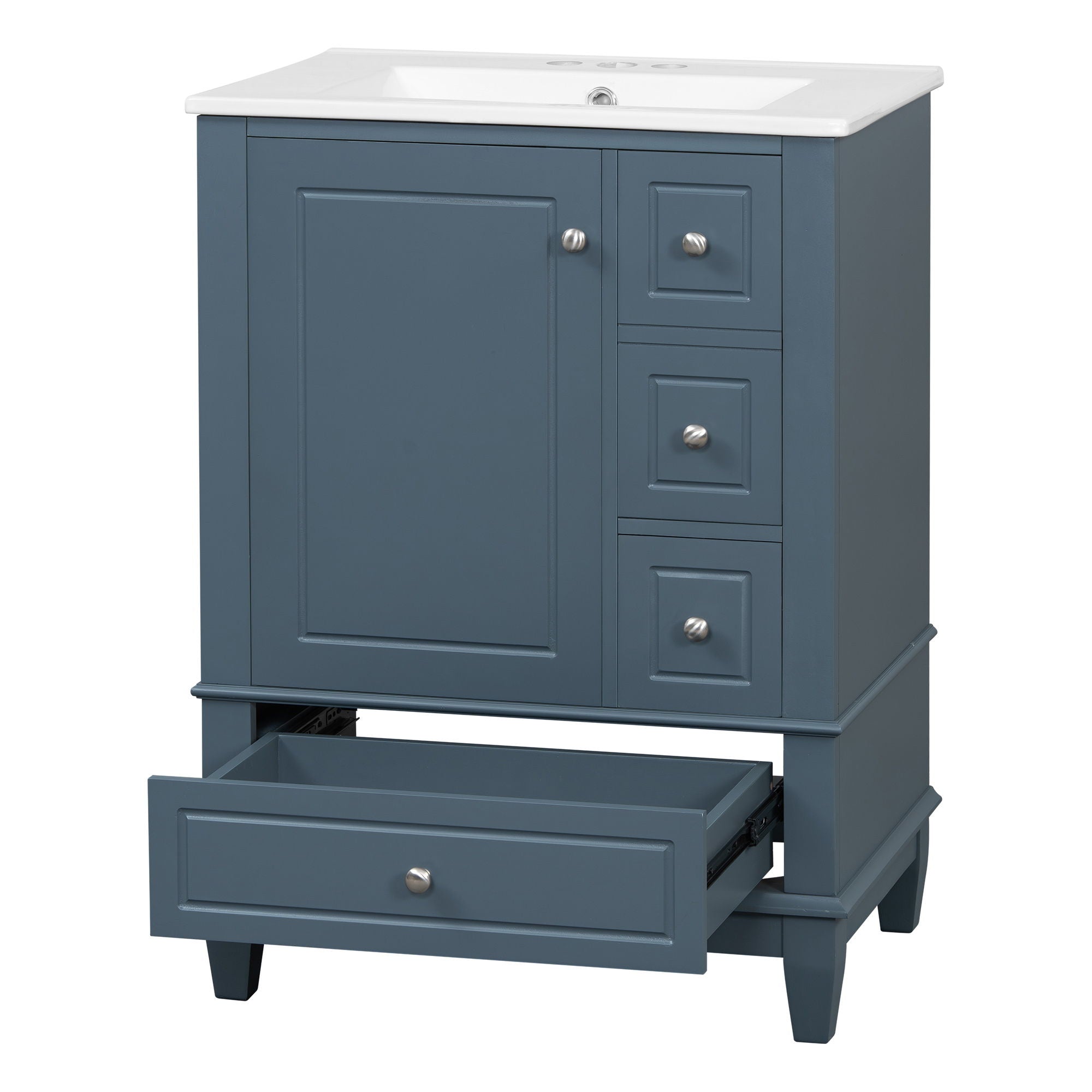 Modern Bathroom Vanity With Sink, Freestanding Cabinet With Drawers And Storage Shelves