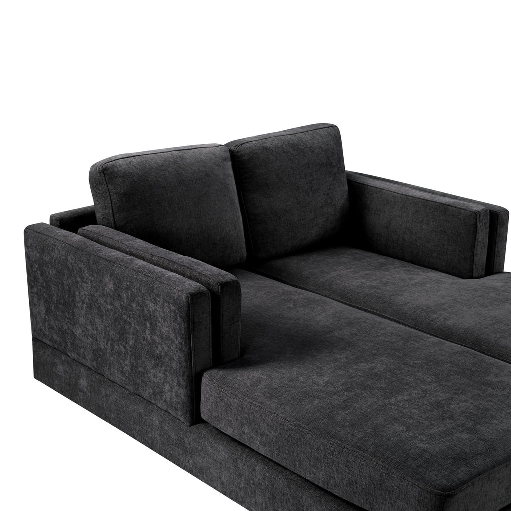 Chaise Lounge Sofa Bed With Dual Layer Armrests For Living Room