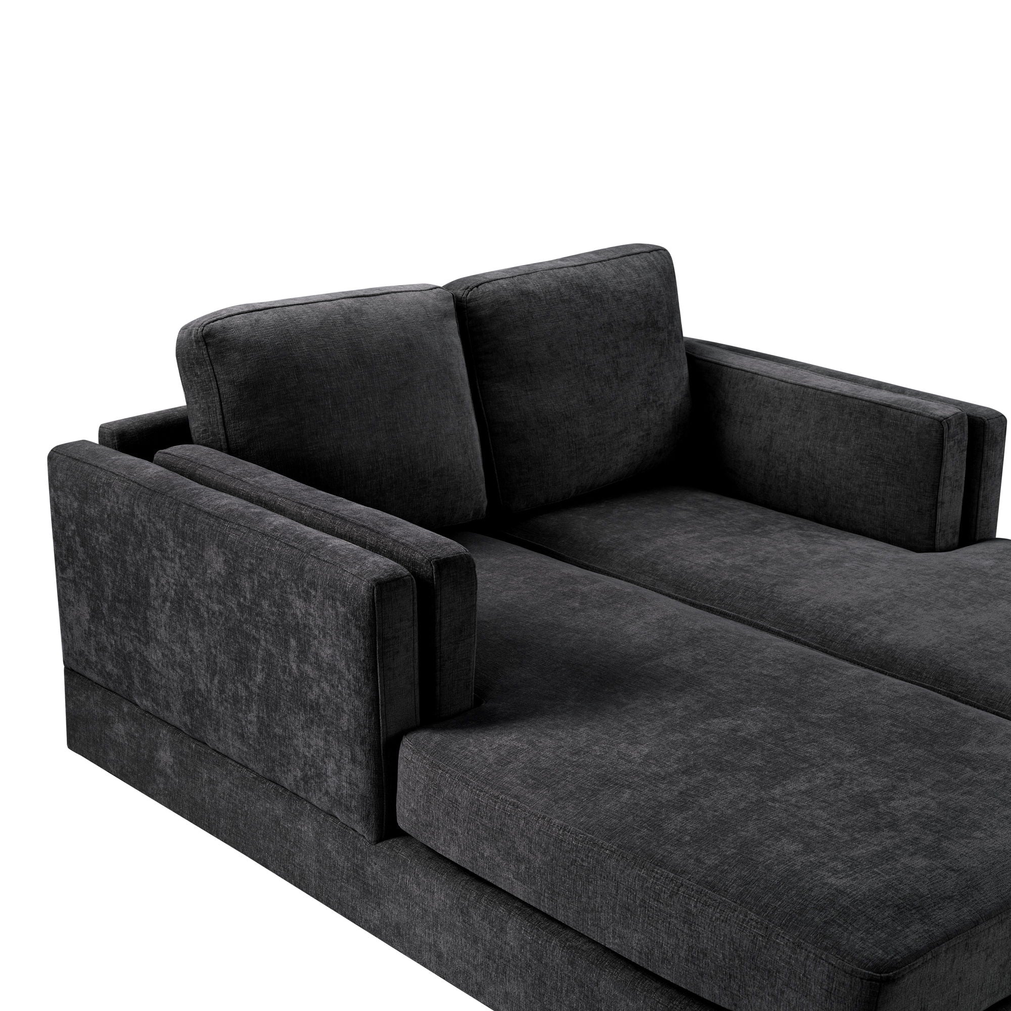 Chaise Lounge Sofa Bed With Dual Layer Armrests For Living Room