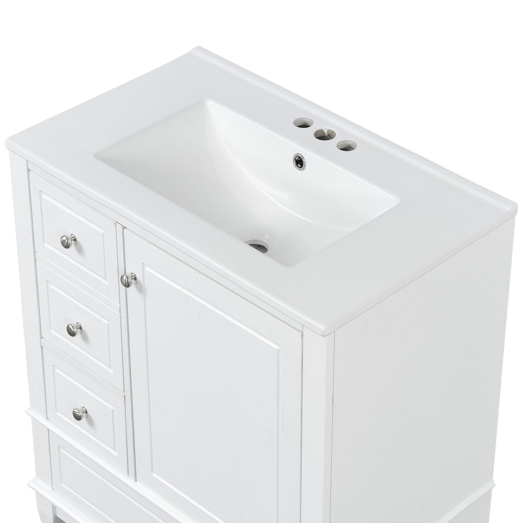 Freestanding Bathroom Vanity With Sink, Soft Close Door, 3 Drawers