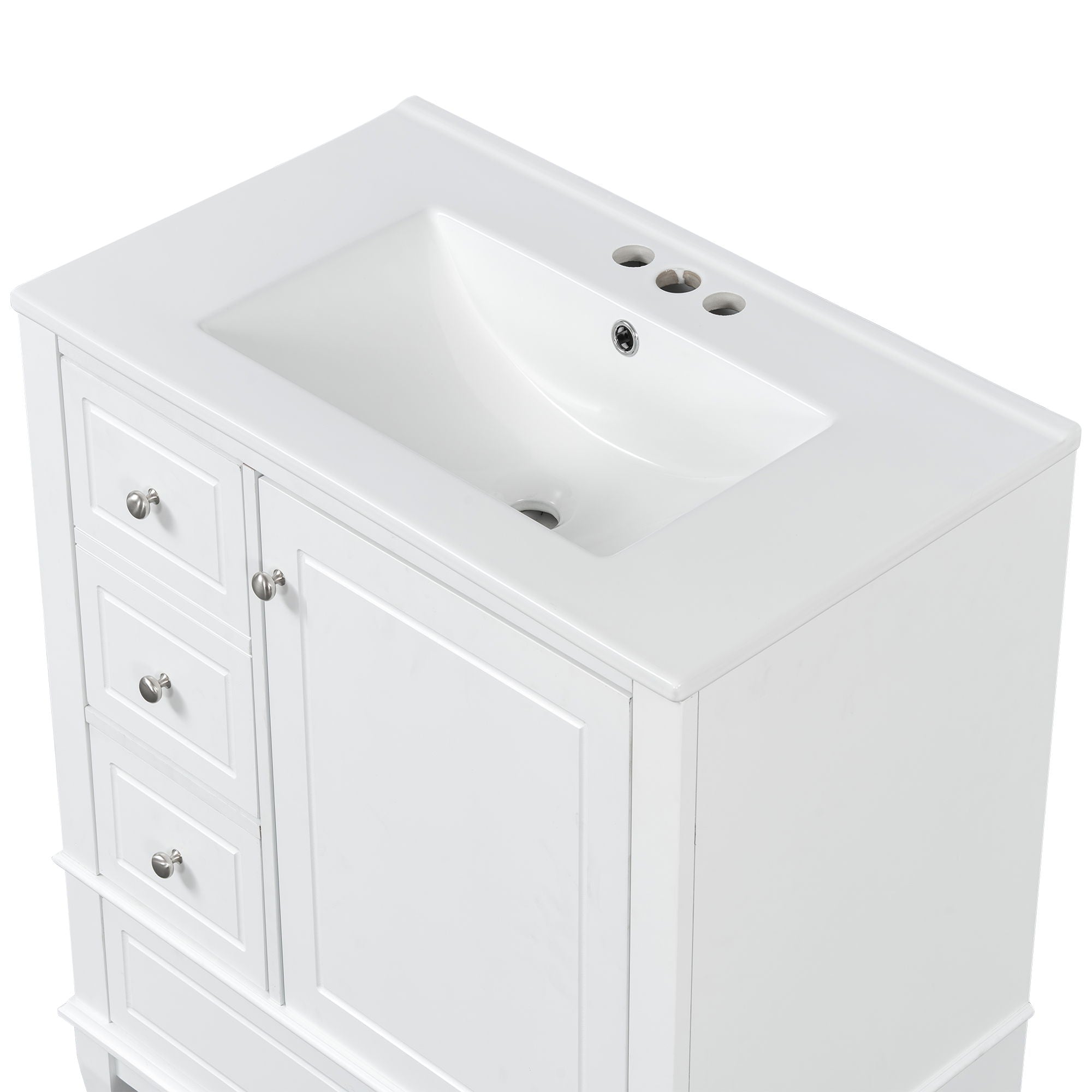 Freestanding Bathroom Vanity With Sink, Soft Close Door, 3 Drawers