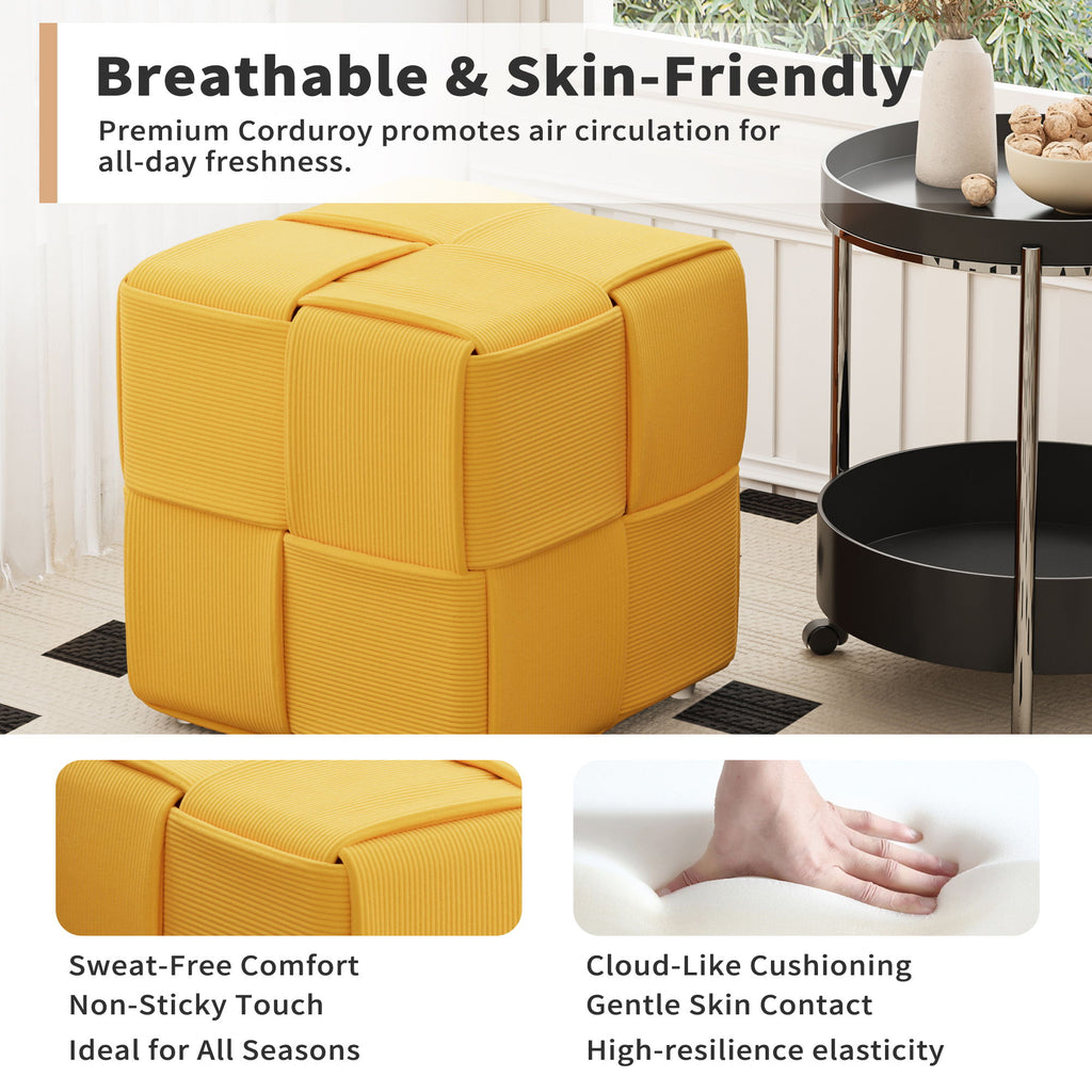 Modern Ottoman Foot Rest With Woven Design