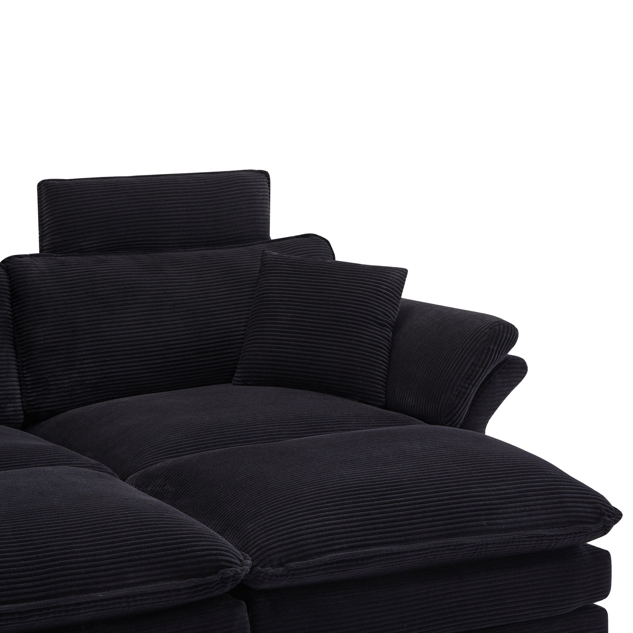 Modern Deep Seat Sectional Sofa With Ottoman