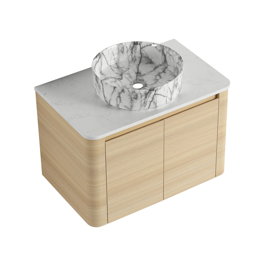 Mounted Bathroom Vanity & Art Sink & 2 Soft Close Doors