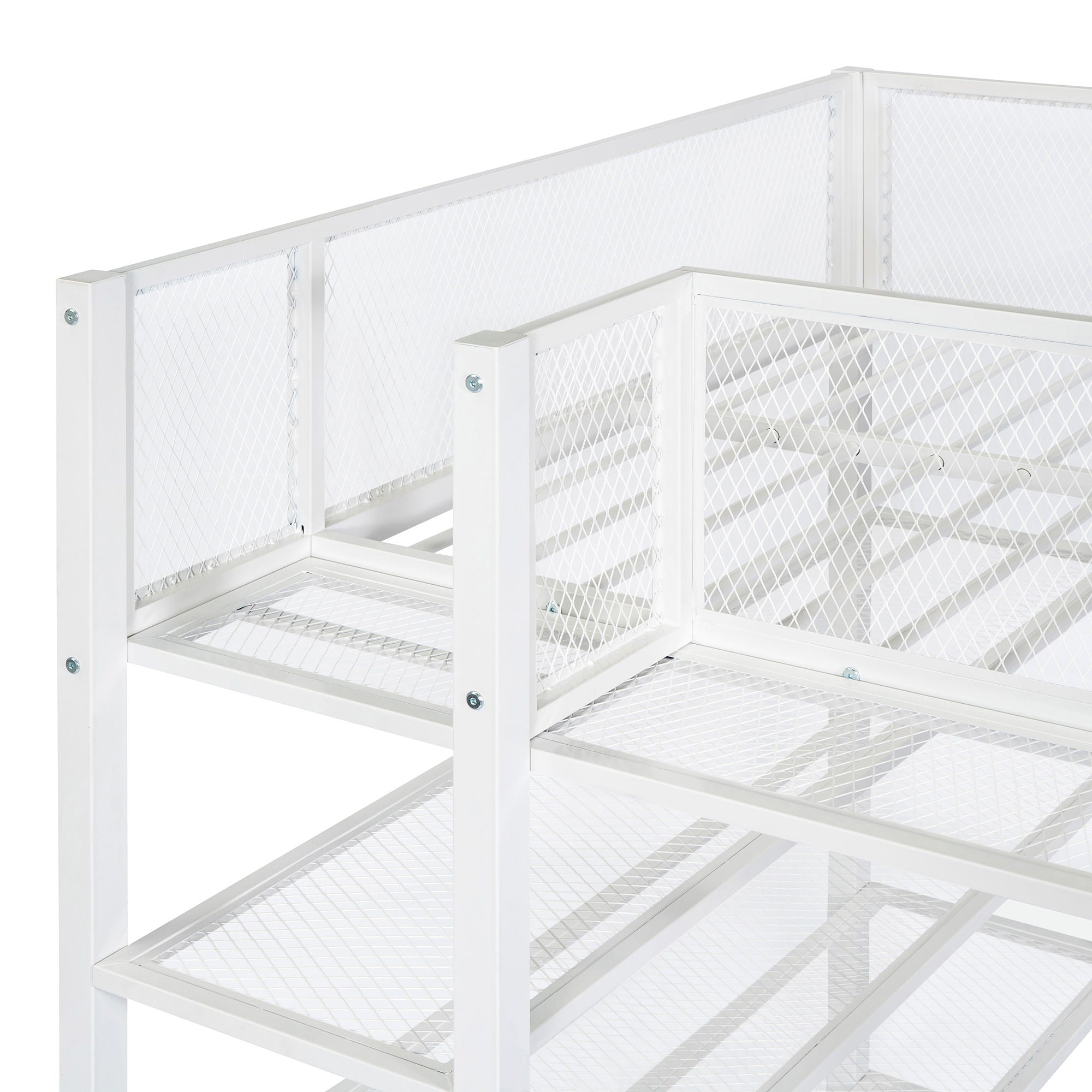 Loft Bed With 4 Tier Shelves And Storage