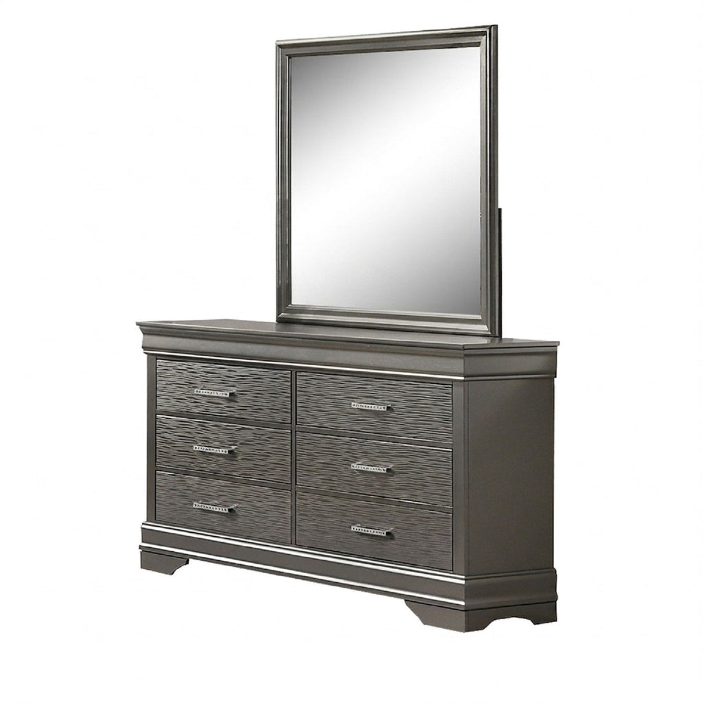 1 Piece Dresser 6 Drawers Bedroom Furniture - Gray