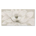 Lotus Flower Canvas Wall Art, Hand Painted Textured Floral Painting - Antique White